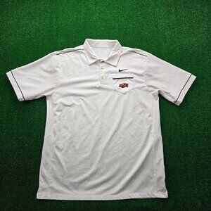 Oklahoma State University Polo Shirt Mens Large White Nike Team College Football